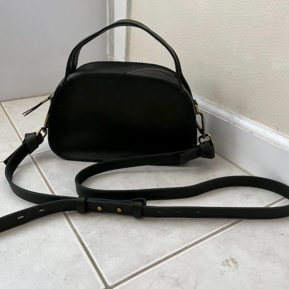 Madewell The Sydney Zip-Top Crossbody Leather Bag (Dark Forest / Olive)